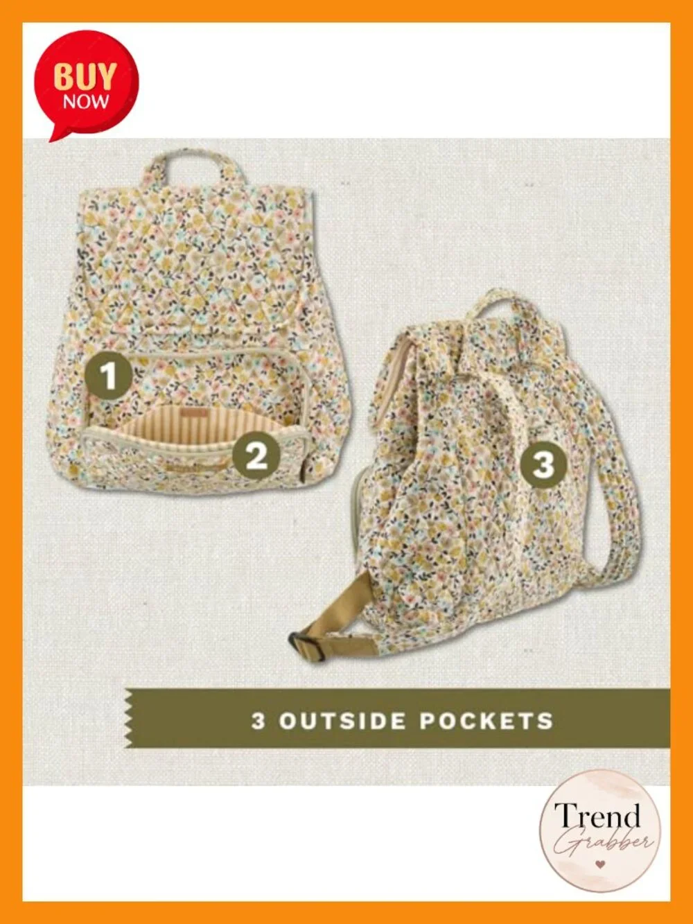 Quilted Cotton Mini Backpack Purse - Hands-Free Floral Bag for Women